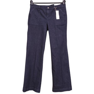 NWT Ann Taylor High Rise Modern Denim Trouser Flare Leg Jeans Dark Wash